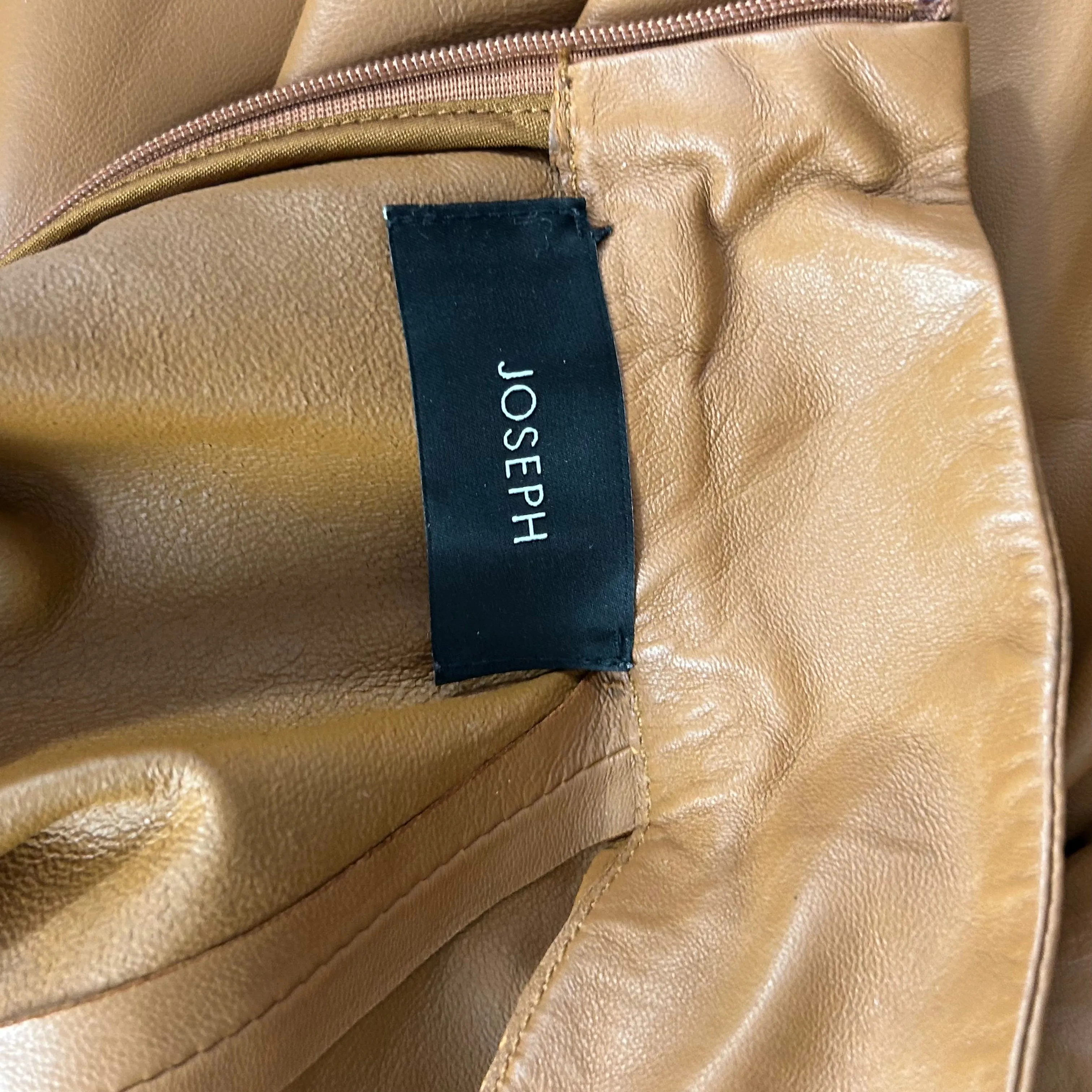 Joseph Brand New $1075 Caramel Bibo Nappa Leather Turtleneck Top S