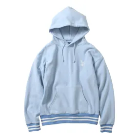 LAFAYETTE STRIPED RIB SMALL LF LOGO US COTTON HOODED SWEATSHIRT-LIGHT BLUE