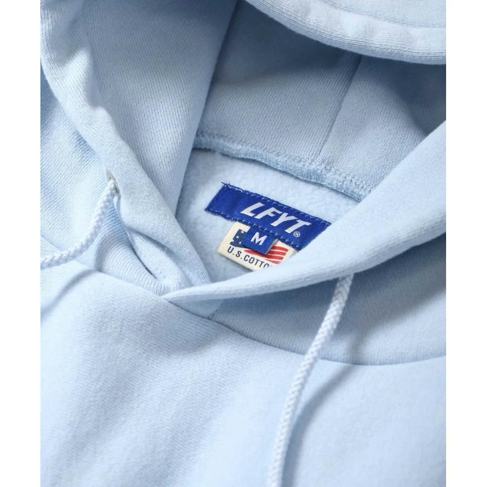 LAFAYETTE STRIPED RIB SMALL LF LOGO US COTTON HOODED SWEATSHIRT-LIGHT BLUE