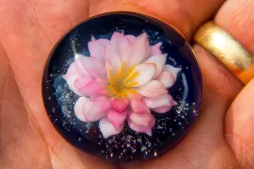 Large Lotus Glass Touchstone Or Pendant