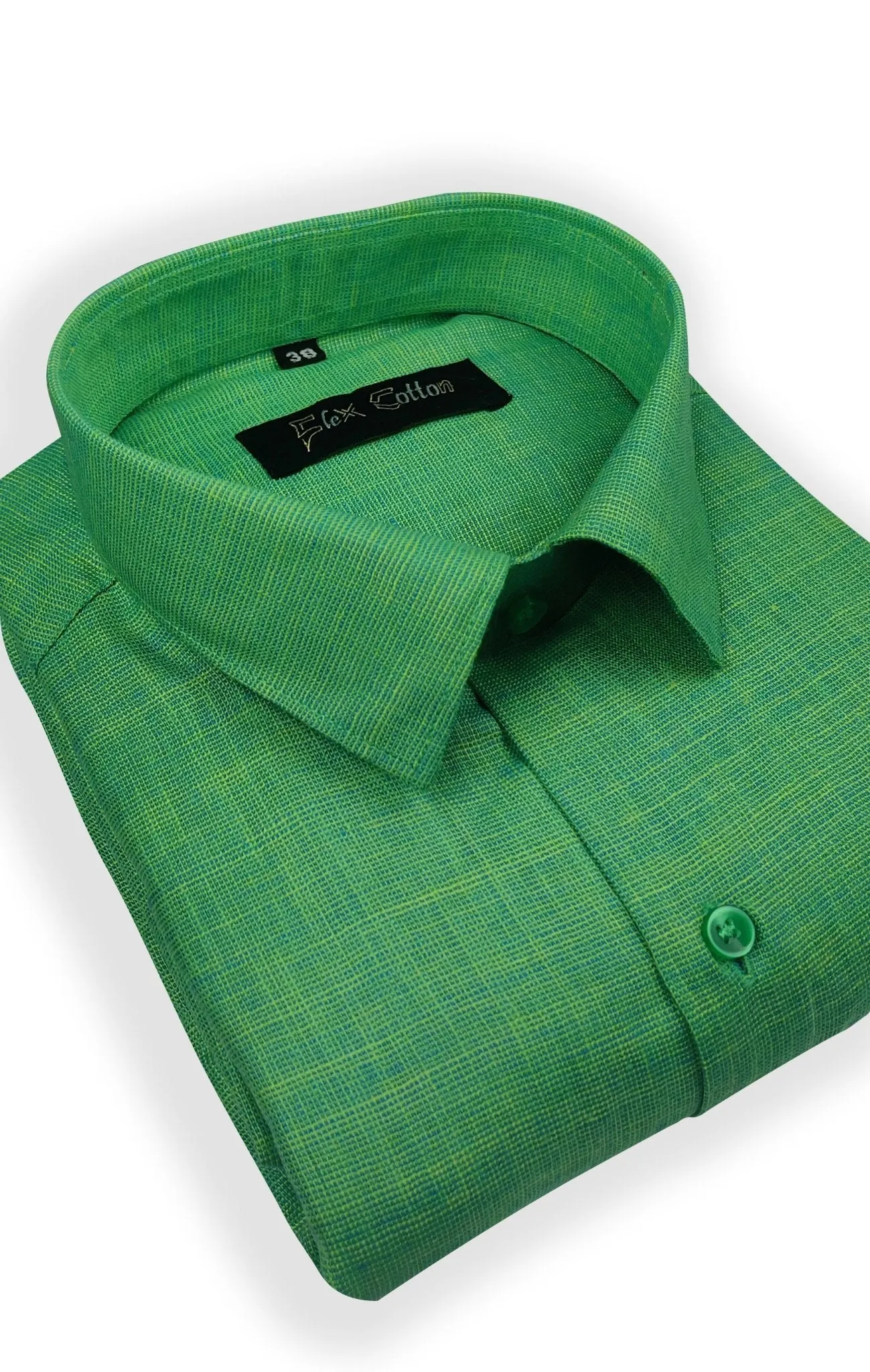 Leaf Green Color Dual Tone Matty Cotton Shirt For Men's