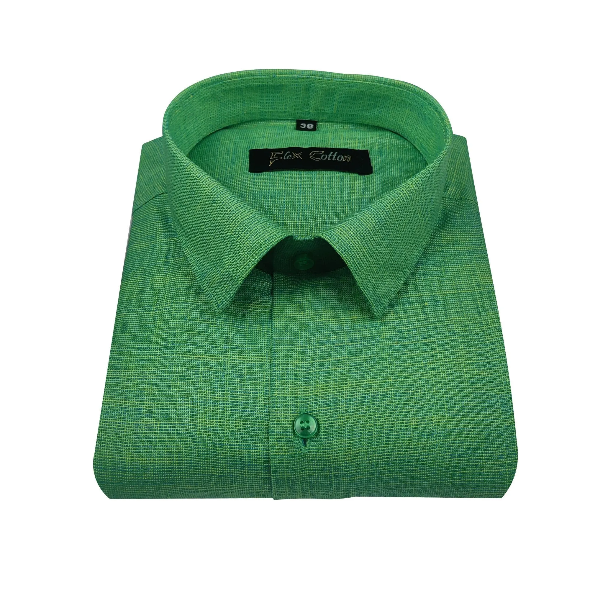 Leaf Green Color Dual Tone Matty Cotton Shirt For Men's