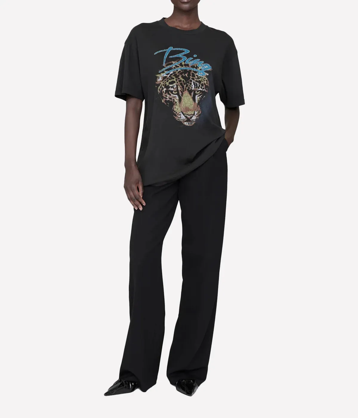 Leopard Walker Tee in Black