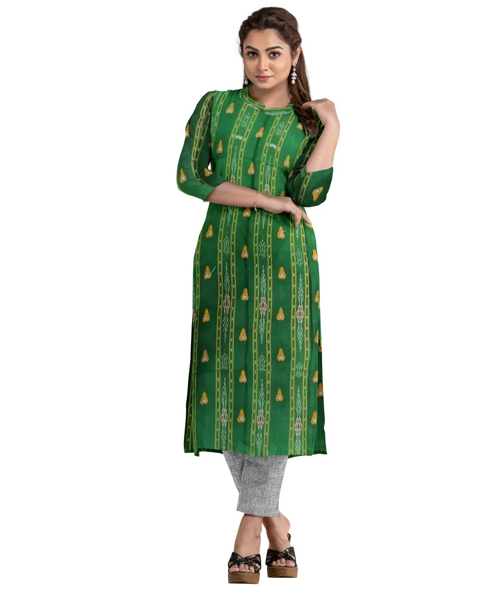 Light green grey handwoven cotton nuapatna dress material