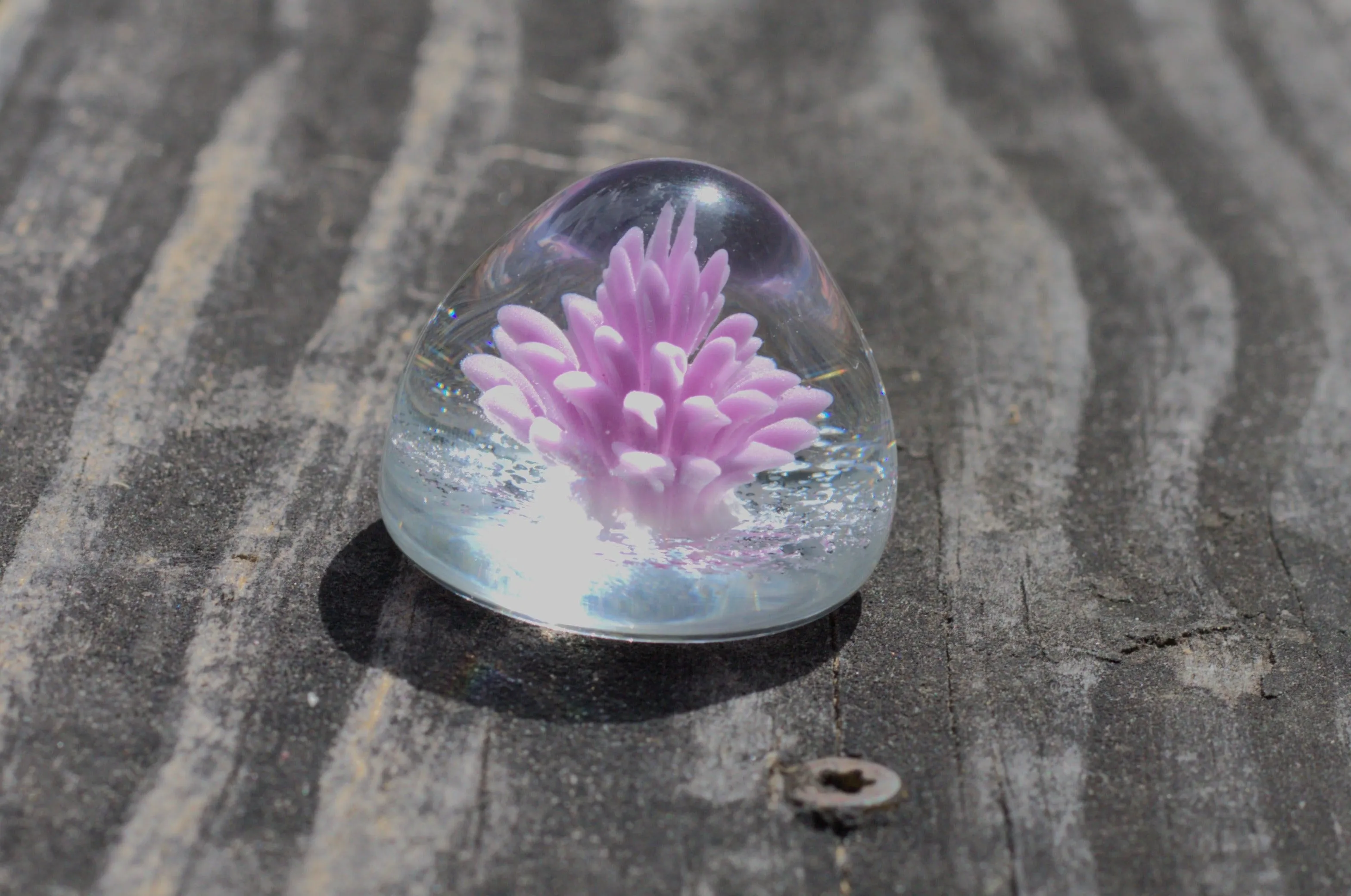 Lilac Glass Sculpture with Infused Cremains