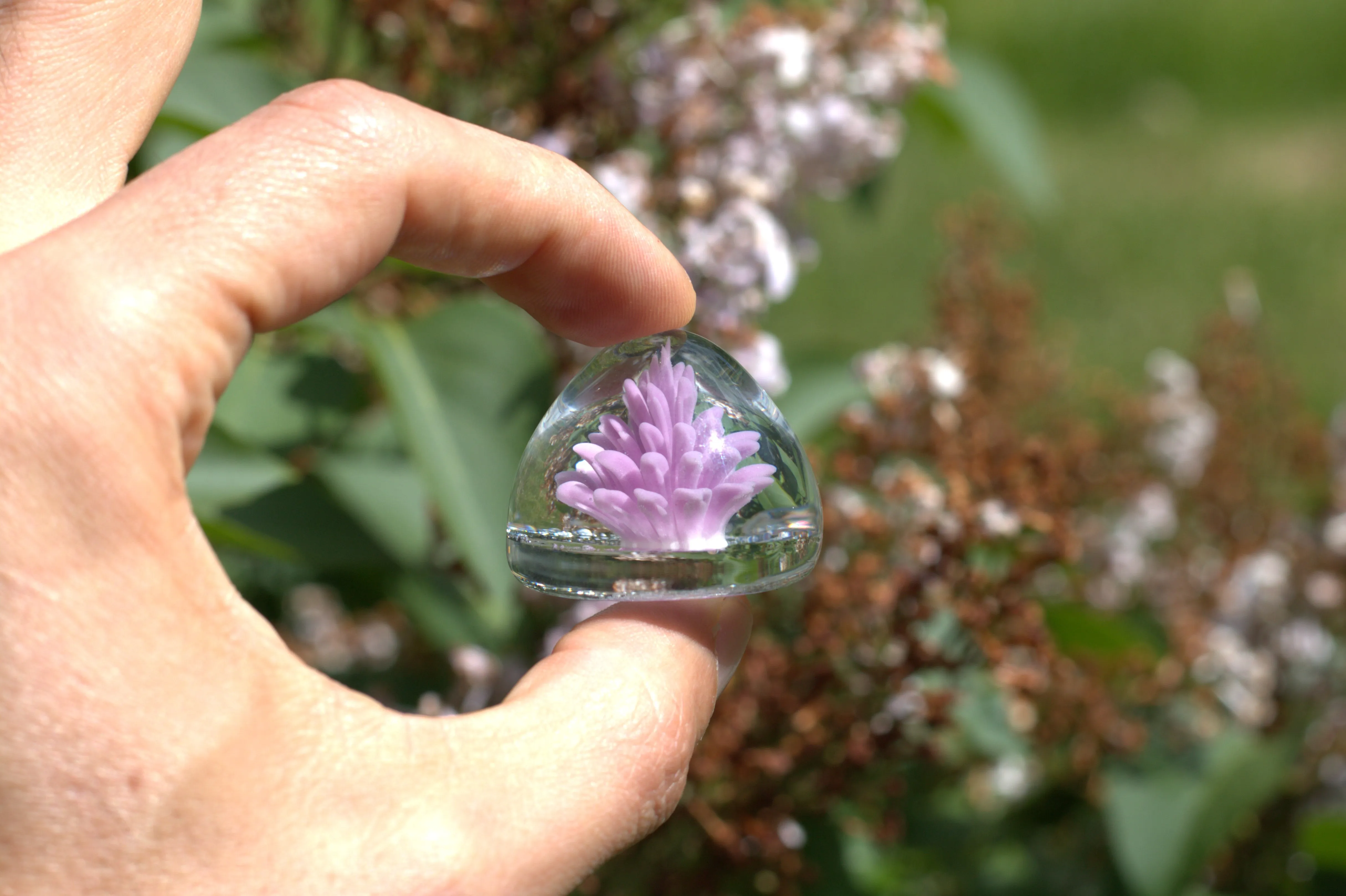 Lilac Glass Sculpture with Infused Cremains