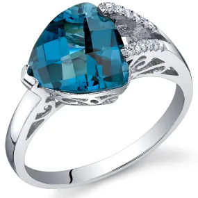 London Blue Topaz Trillion Sterling Silver Ring Size 5