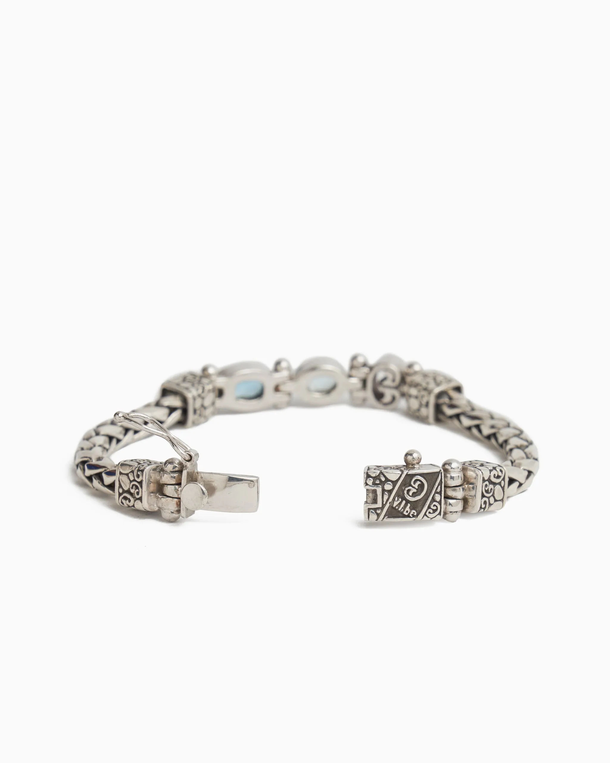 Love City Wheat Link Bracelet with Stones & Petroglyph - Hampton Blue Topaz/Blue Topaz