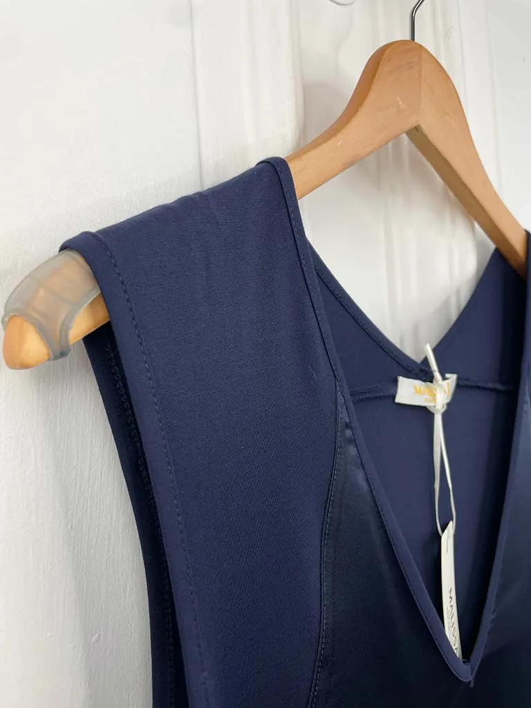 Malissa J Silk Feel Drawstring Top - Navy