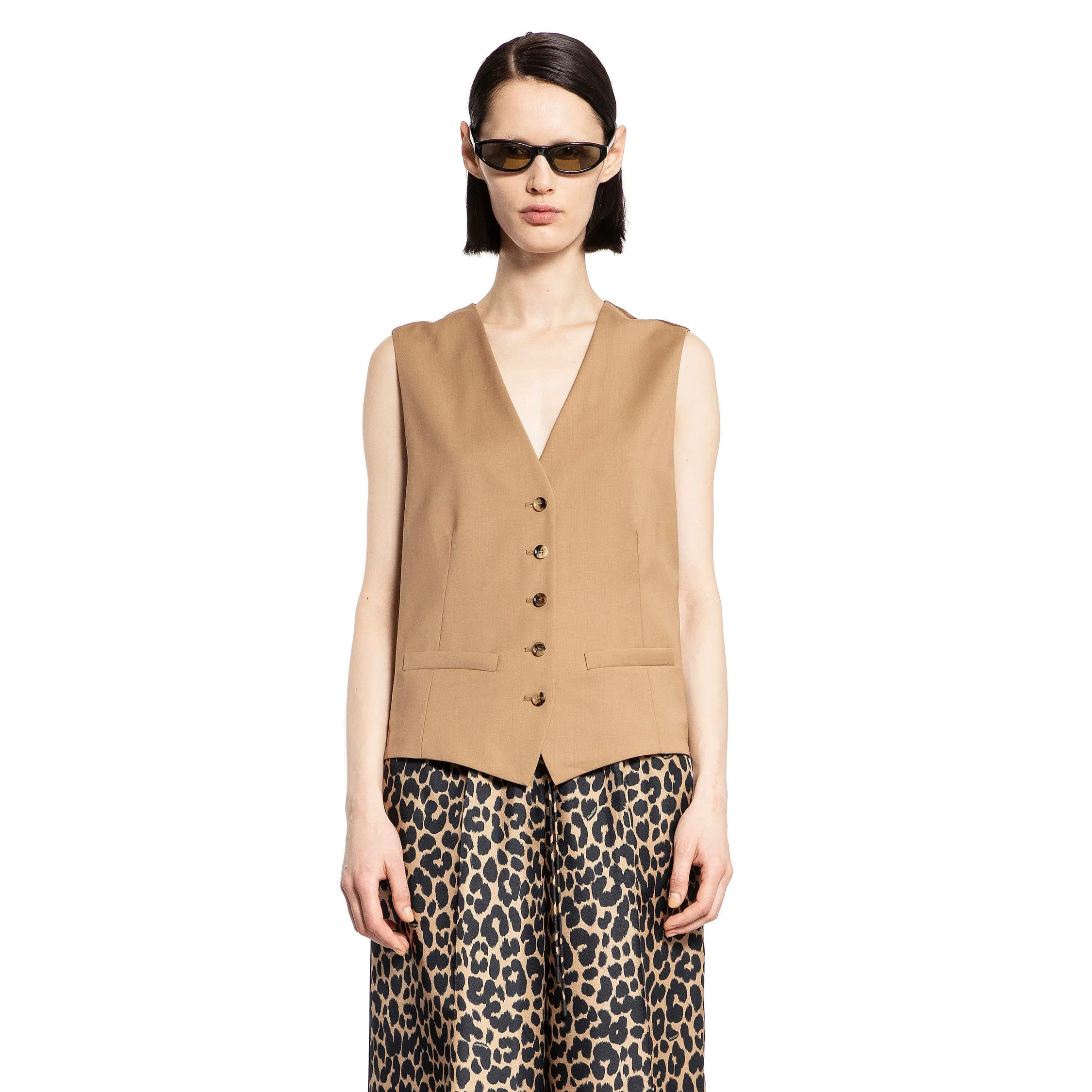 MAX MARA WOMAN BEIGE VESTS