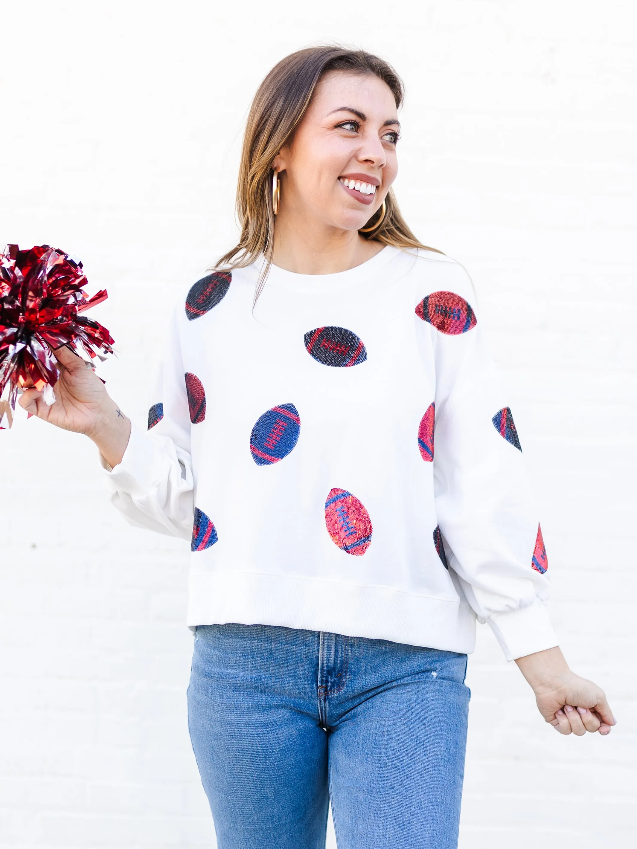 Millie Sweatshirt | Footballs Red   Blue