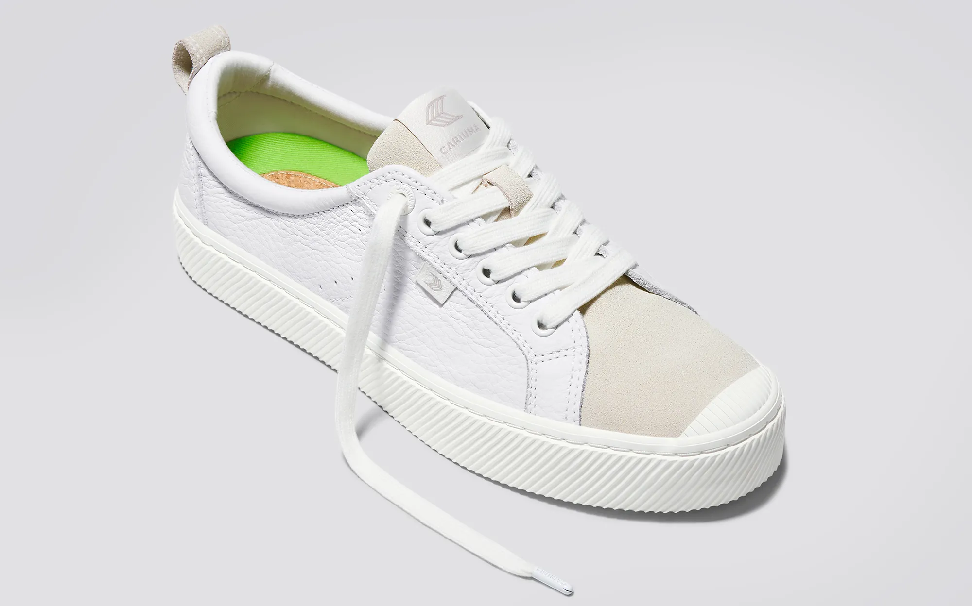 OCA Low White Premium Leather Vintage White Suede Sneaker Men