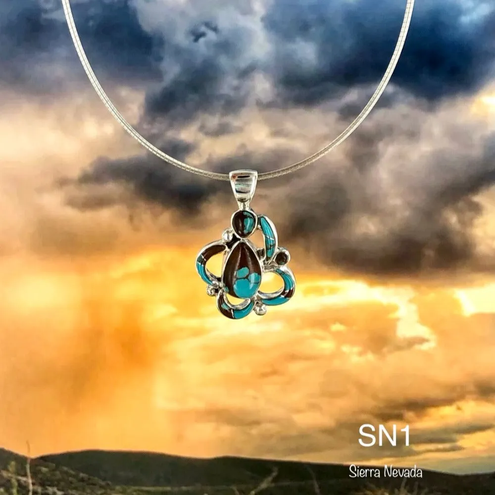 Ornate Teardrop  {turquoise} pendant