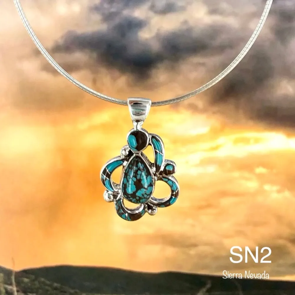 Ornate Teardrop  {turquoise} pendant