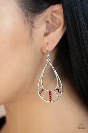 Paparazzi Line Crossing Sparkle Red Earrings