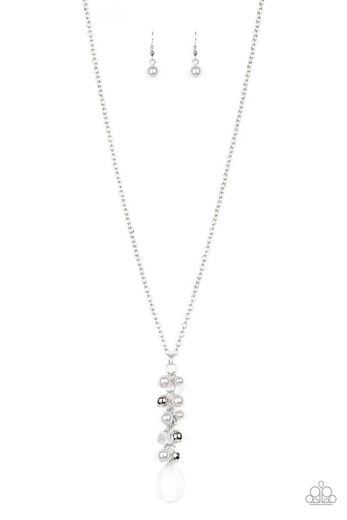 Paparazzi Teardrop Serenity Silver Necklace Set