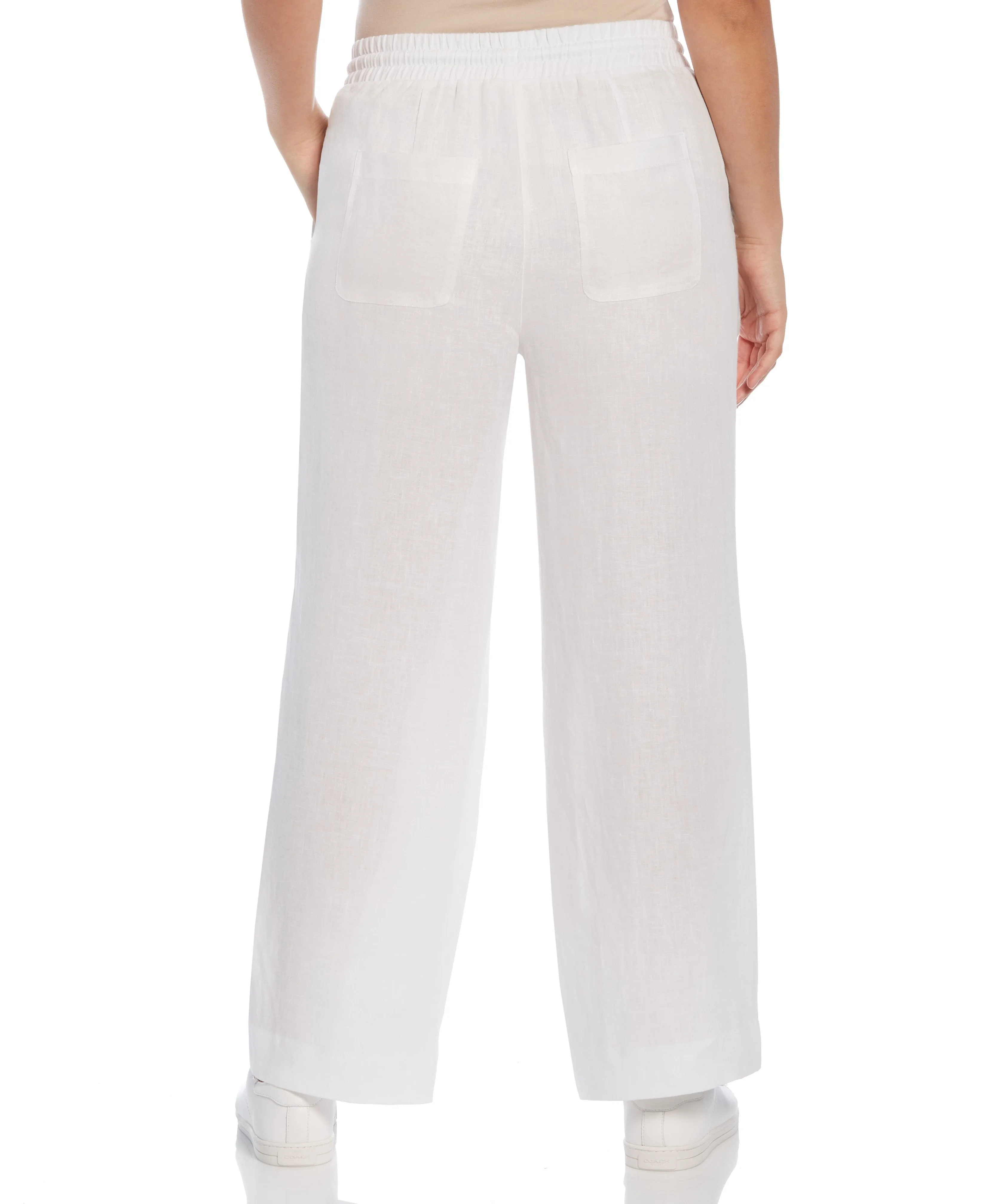 Petite Wide Leg Drawstring Linen Pant