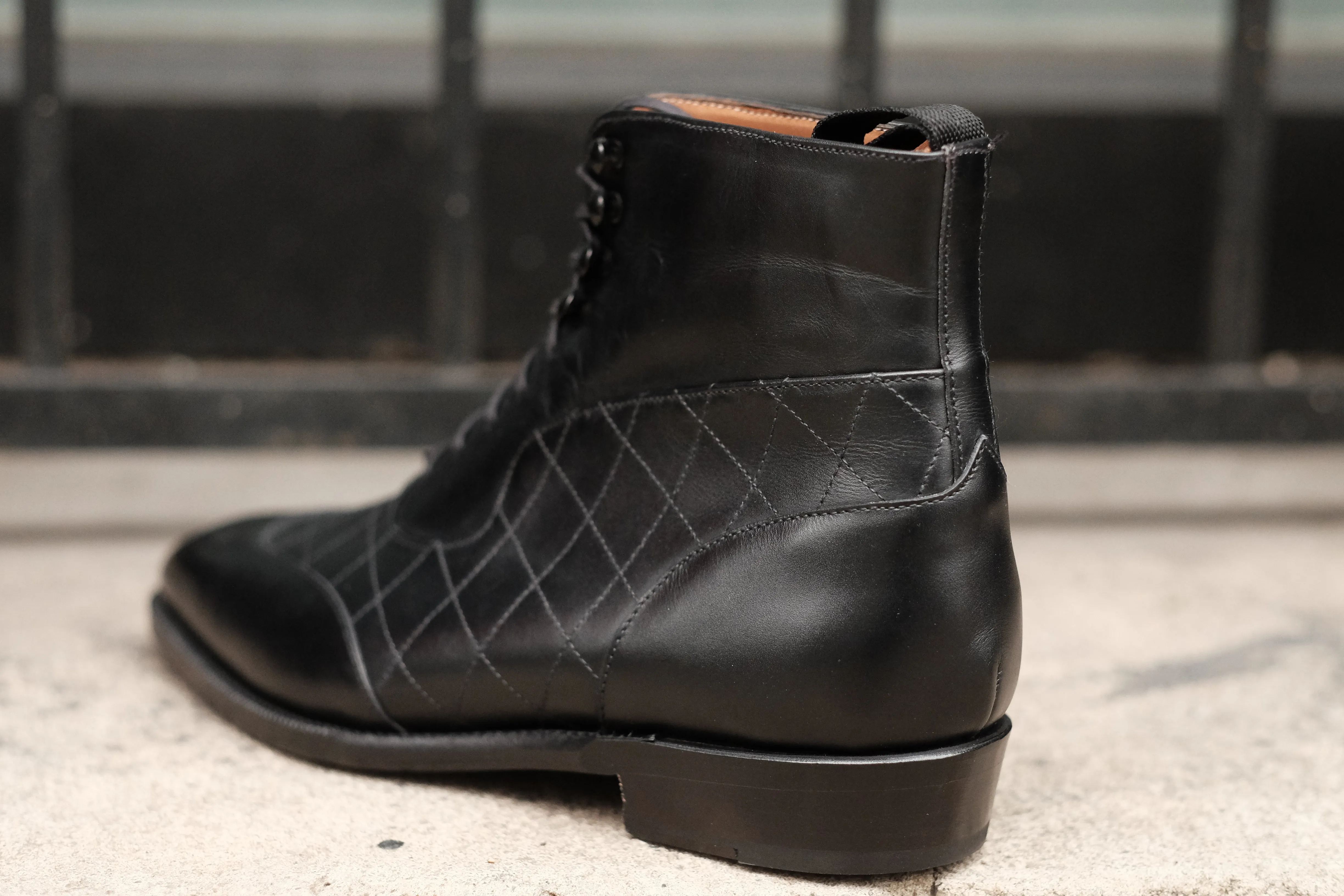 Pinehurst - MTO - Black Calf / Quilted Black Calf  - LPB Last - Single Leather Sole