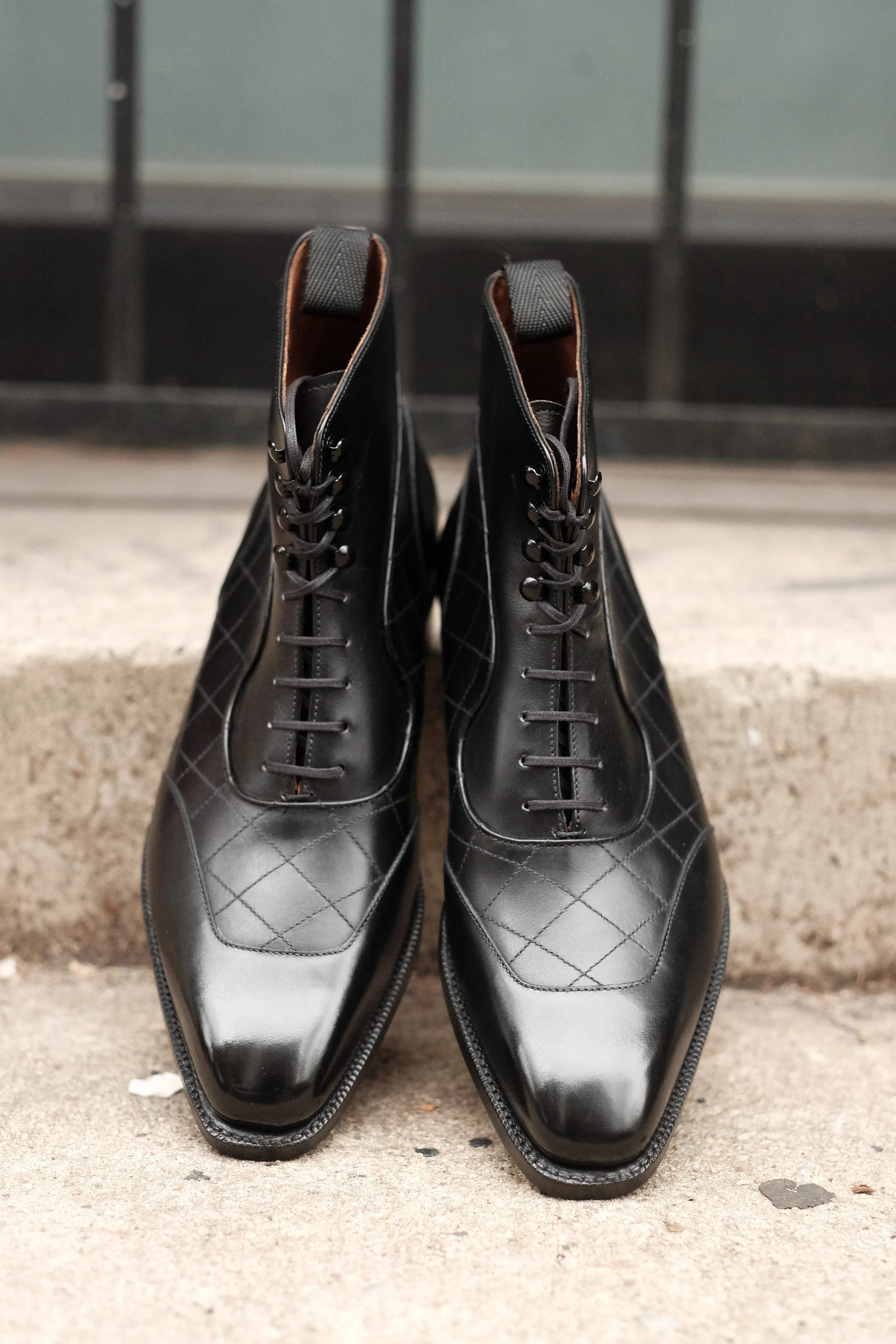 Pinehurst - MTO - Black Calf / Quilted Black Calf  - LPB Last - Single Leather Sole