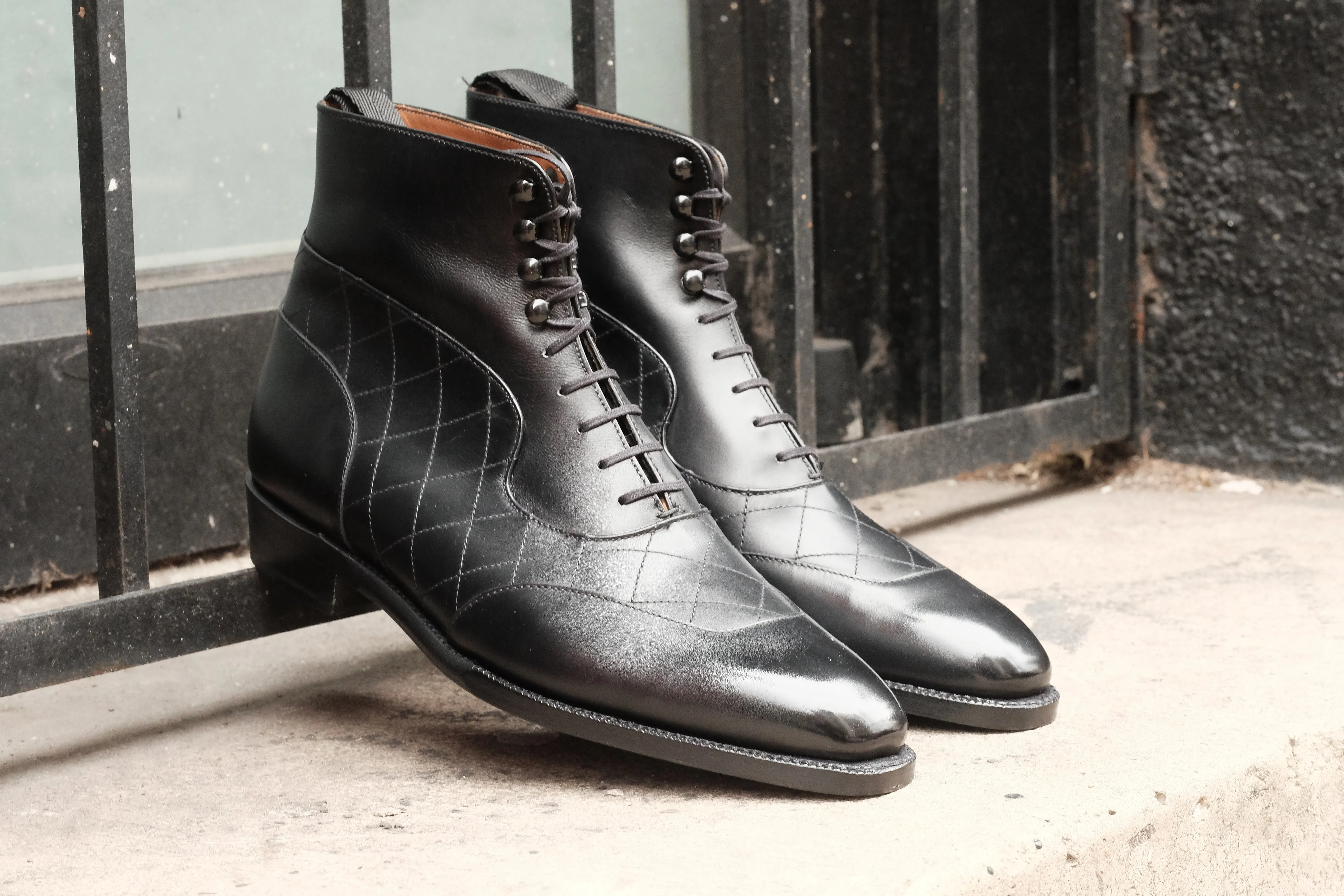 Pinehurst - MTO - Black Calf / Quilted Black Calf  - LPB Last - Single Leather Sole