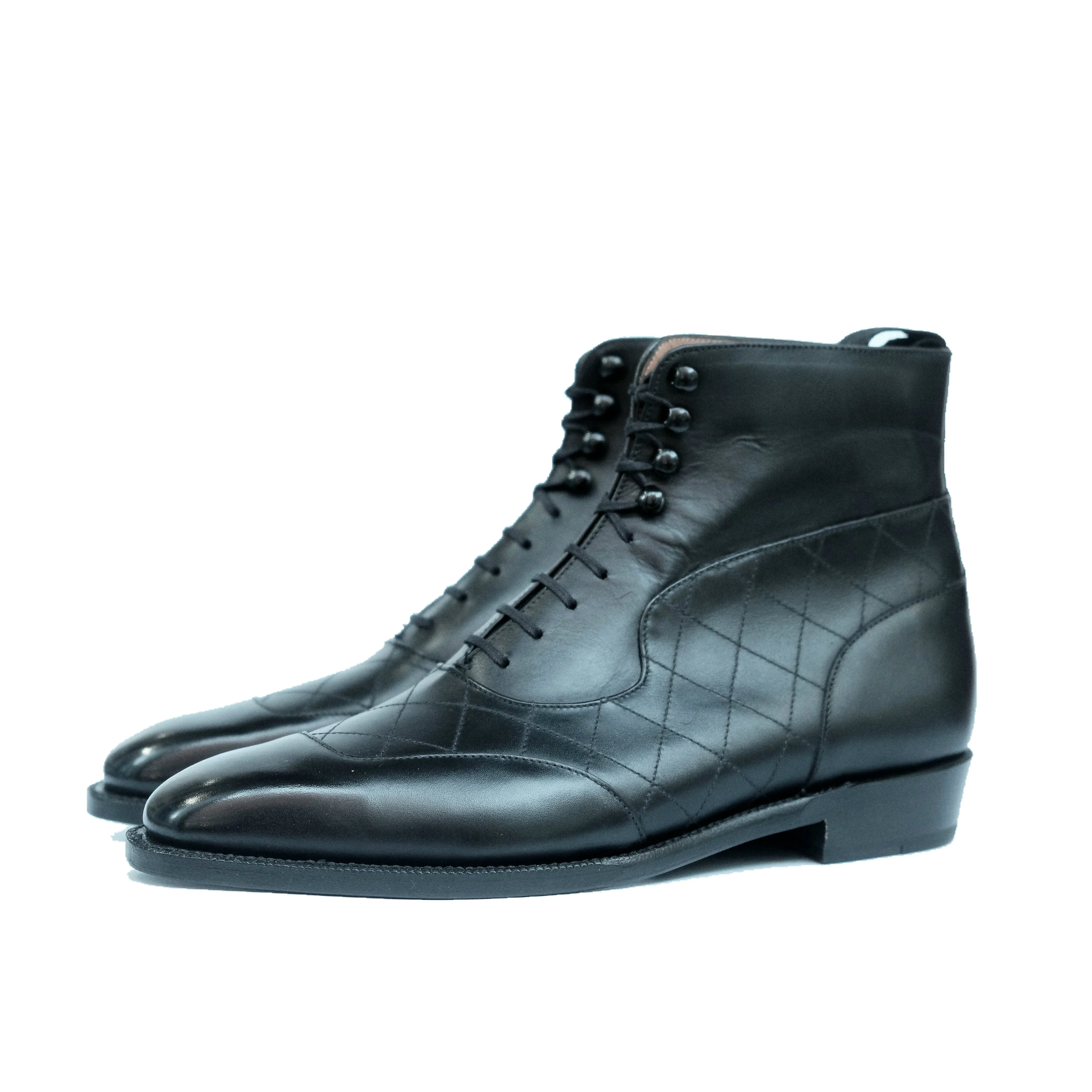 Pinehurst - MTO - Black Calf / Quilted Black Calf  - LPB Last - Single Leather Sole