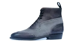 Pinehurst - MTO - Black Marble Patina / Light Grey Suede - TMG Last - Single Leather Sole