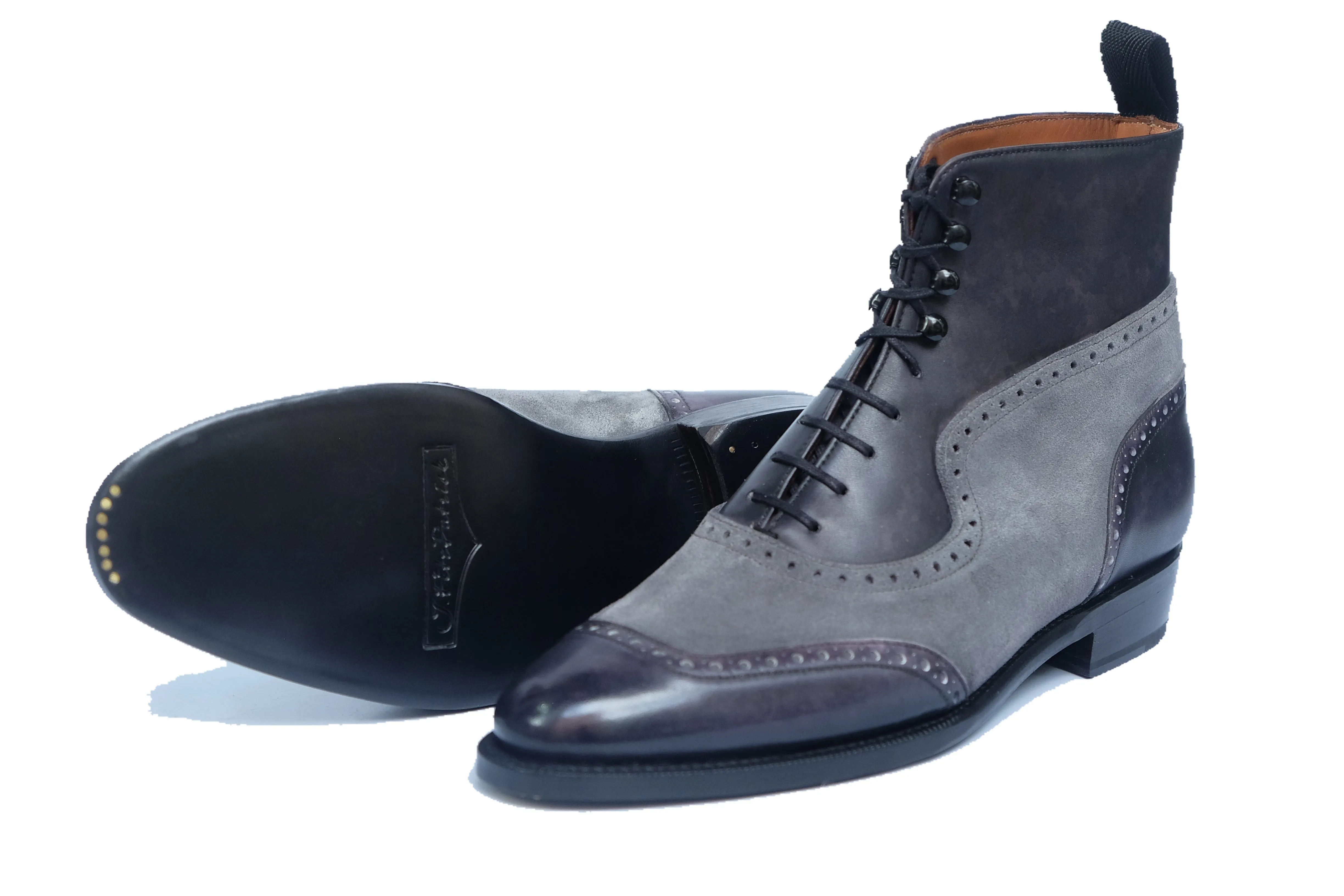 Pinehurst - MTO - Black Marble Patina / Light Grey Suede - TMG Last - Single Leather Sole