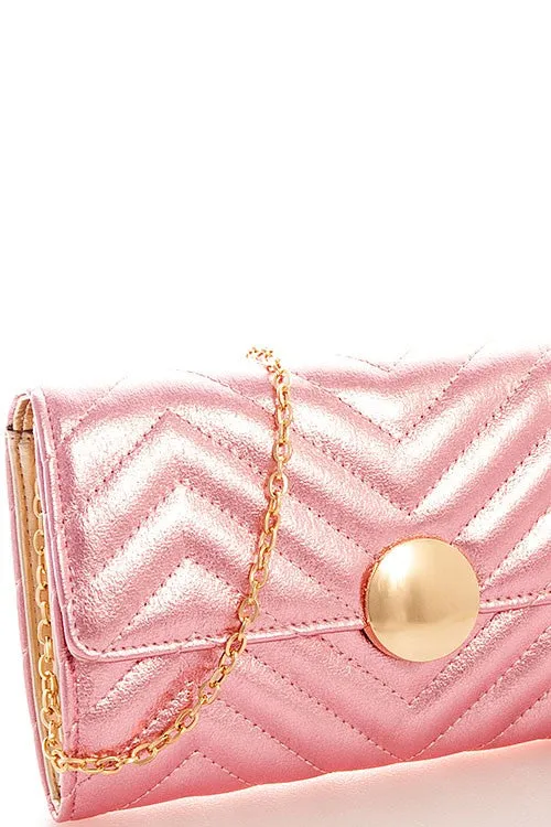 Pink Glossy Chevron Purse