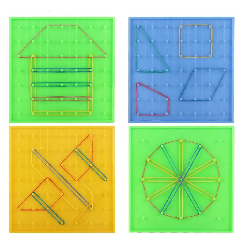 Plastic Nail Plate Primary Mathematics Nailboard Tool Geometry Demo Children Educational Toy Teaching Instrument Puzzle Game Toy