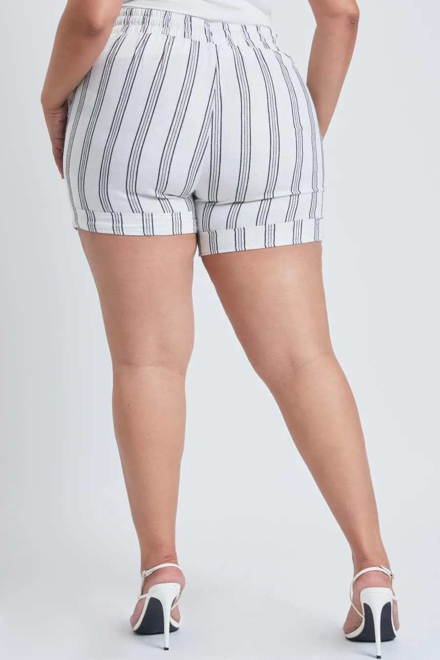 Plus Size Women's Drawstring Waistband Linen Shorts