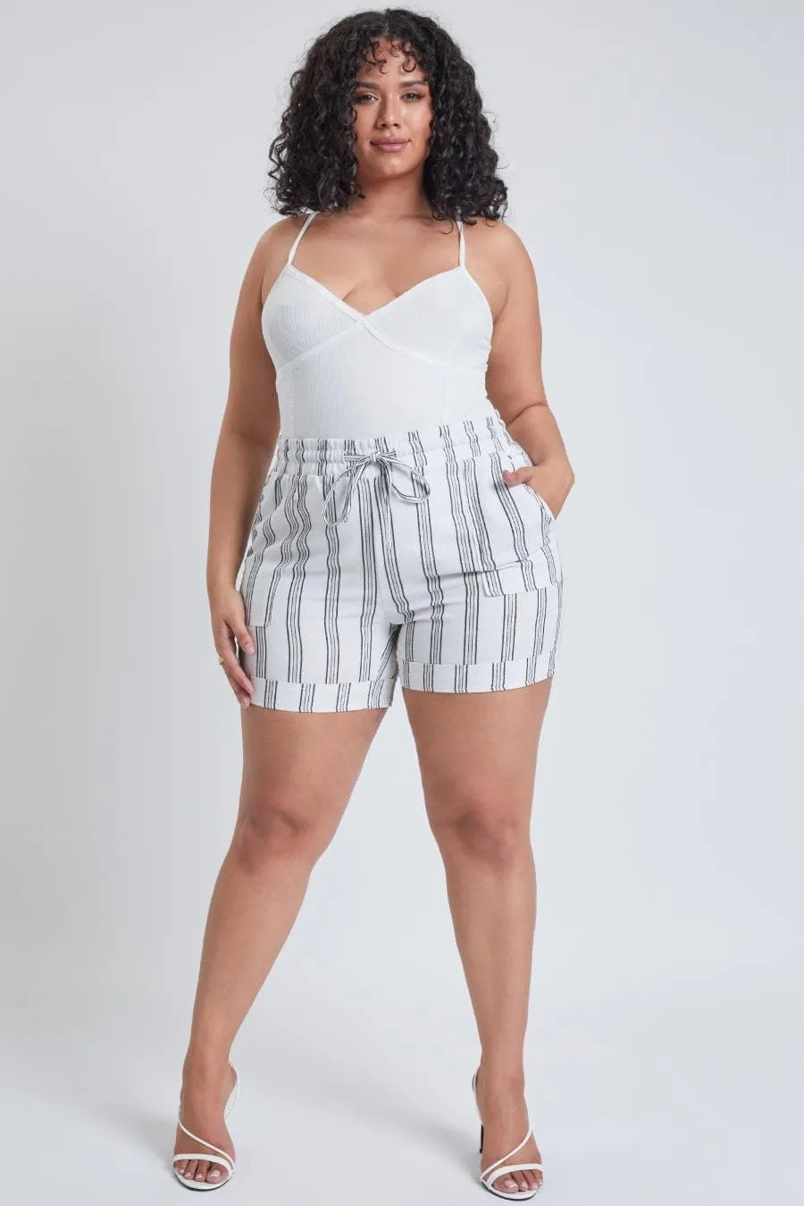 Plus Size Women's Drawstring Waistband Linen Shorts