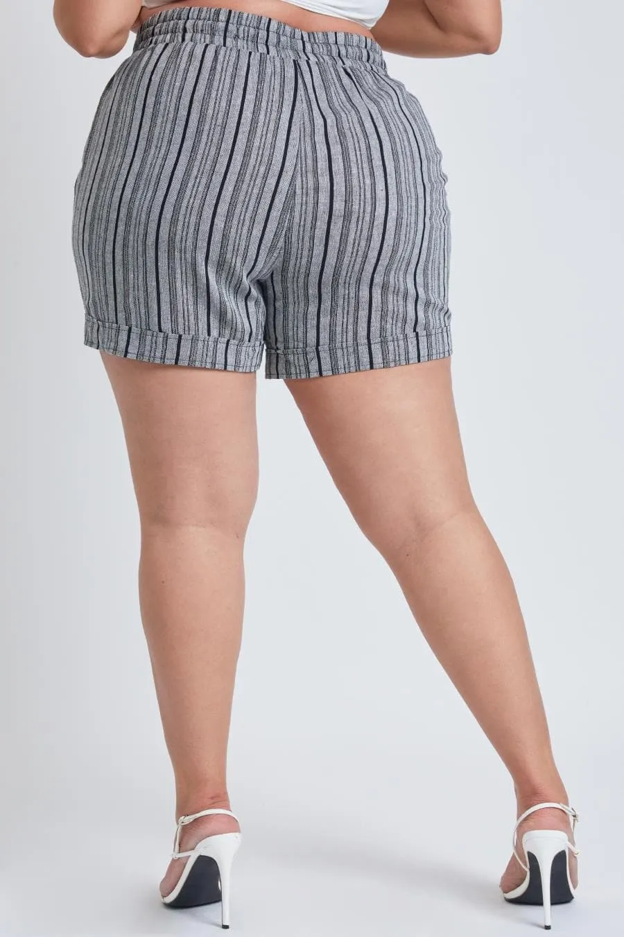 Plus Size Women's Drawstring Waistband Linen Shorts