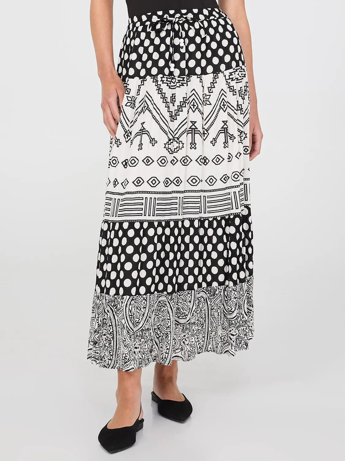 Printed Tiered Maxi Skirt