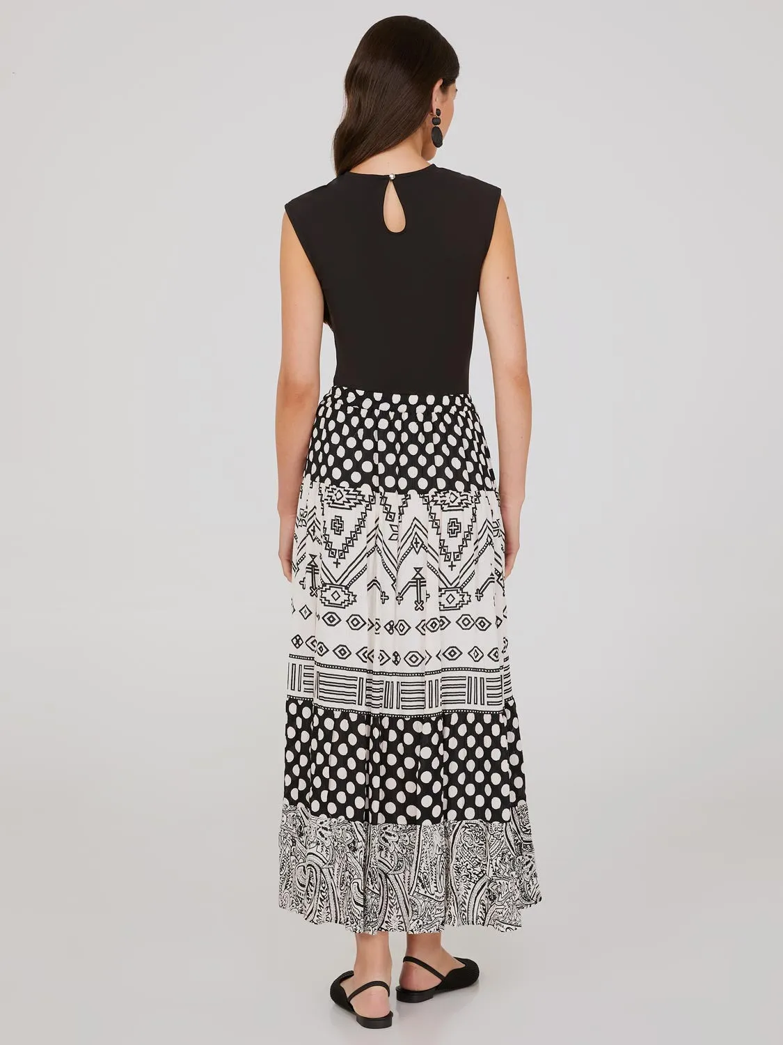 Printed Tiered Maxi Skirt