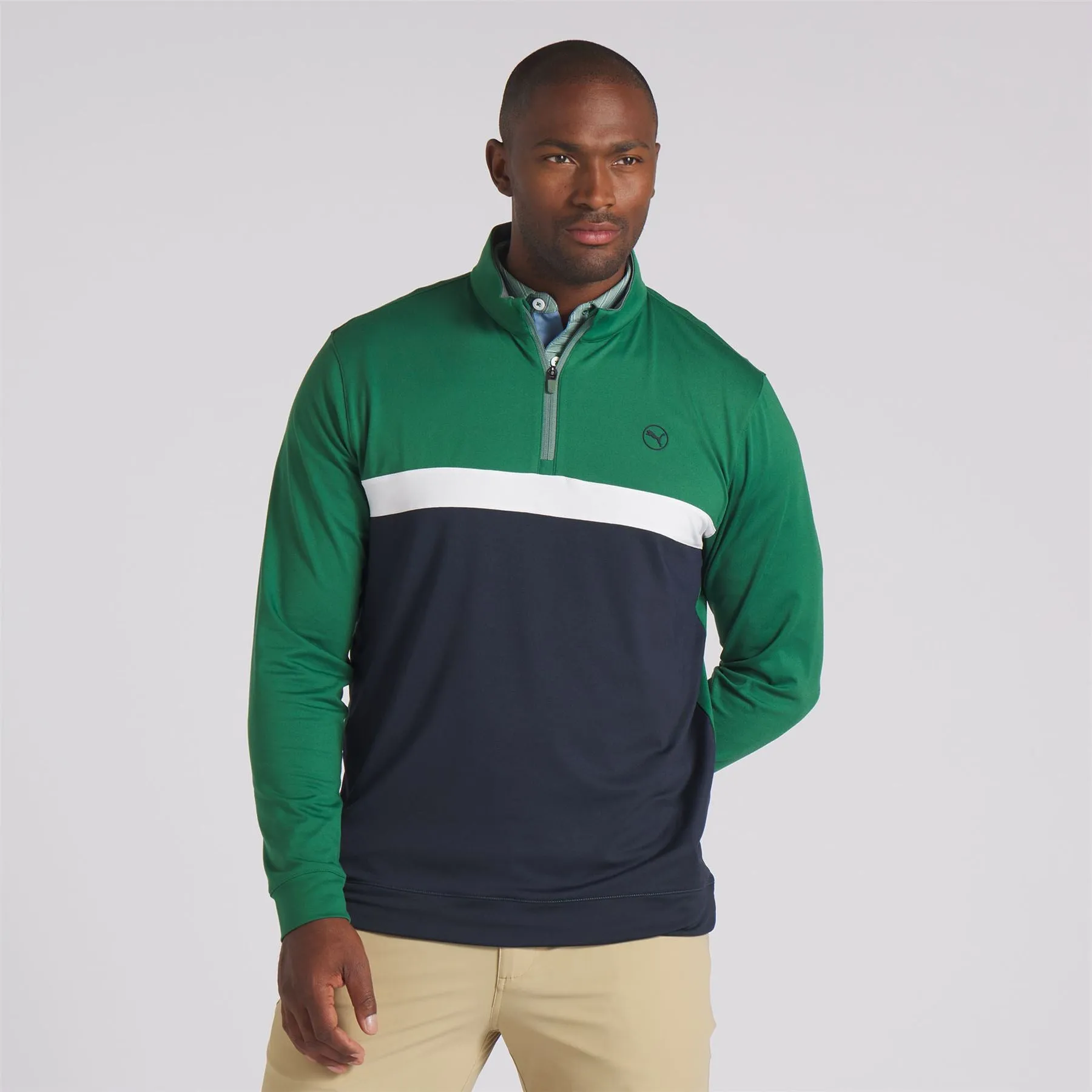 Pure Colourblock Quarter Zip Mid Layer Vine/Navy - SS24