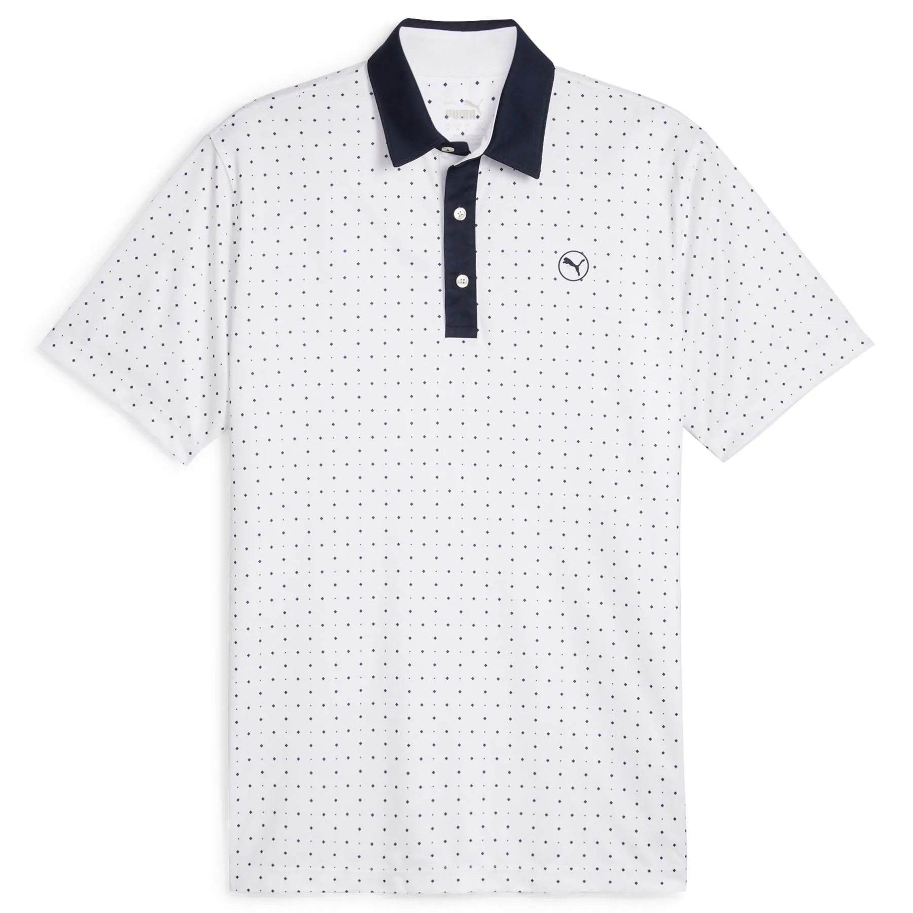 Pure Geo Polka Dot Polo White/Navy - SS24