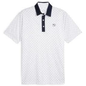 Pure Geo Polka Dot Polo White/Navy - SS24