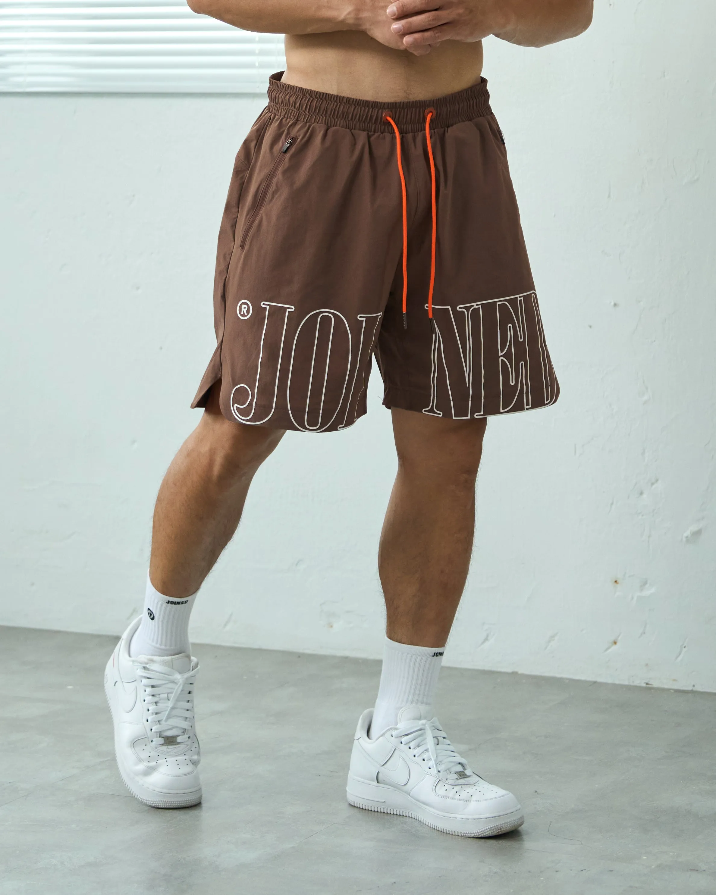 Quad Logo Side Slit Stretch Shorts