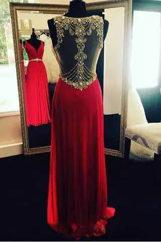 Red Open Back Backless Sparkle Long Open Backs Prom Dress Sparkly Evening Formal Gown