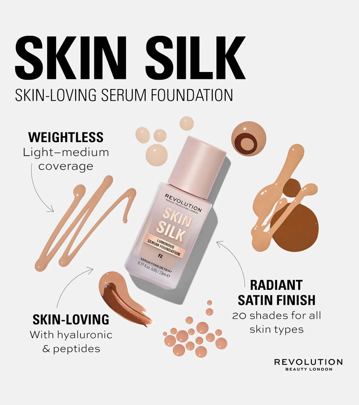 Revolution - Base de maquillaje Skin Silk Serum Foundation - F12