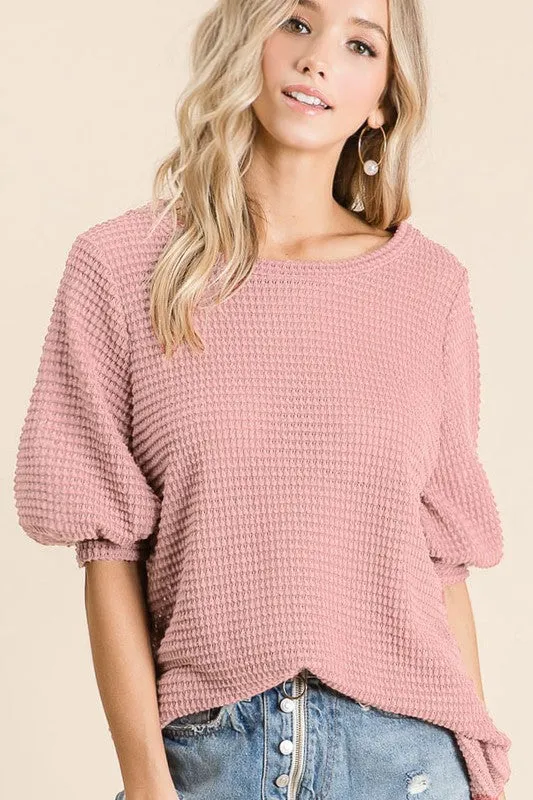 Rose Basic Waffle Top