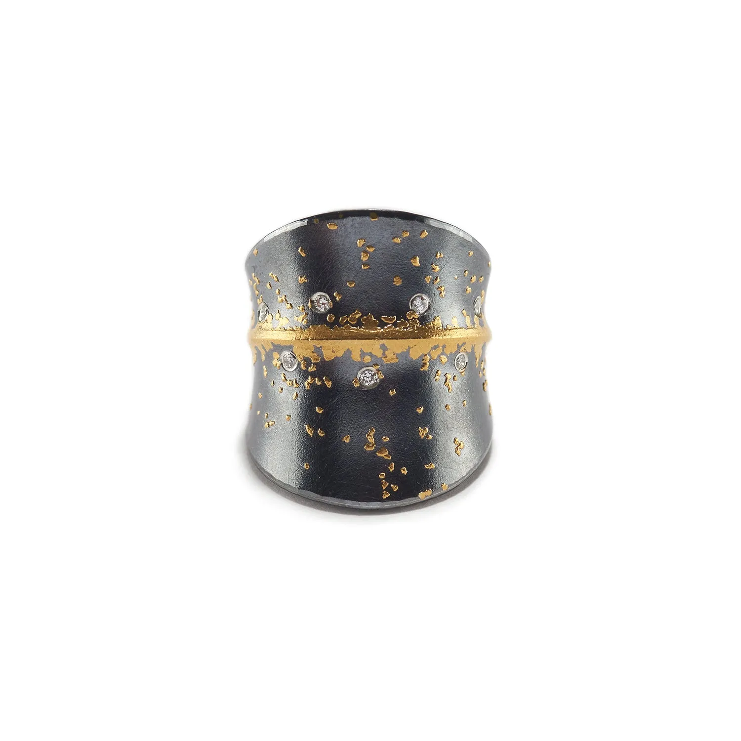 Silver Ring with Diamond & Gold