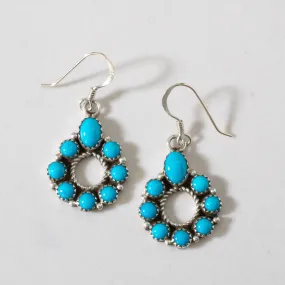 Sleeping Beauty Turquoise Navajo USA Native American Made 925 Sterling Silver Earrings with French Hook