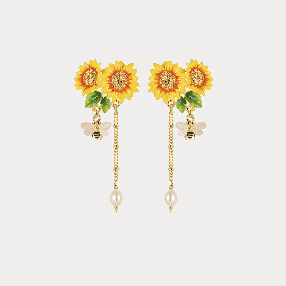 Sunflower & Bee Earrings