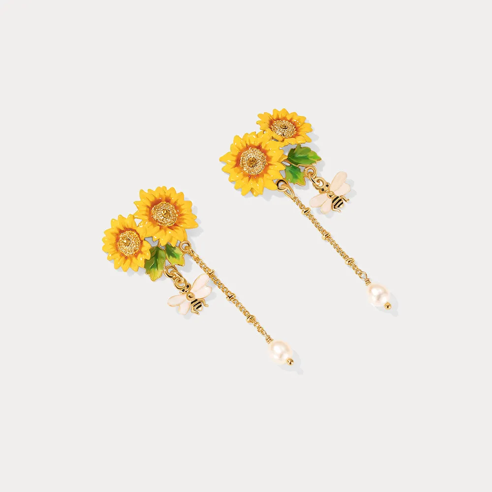 Sunflower & Bee Earrings