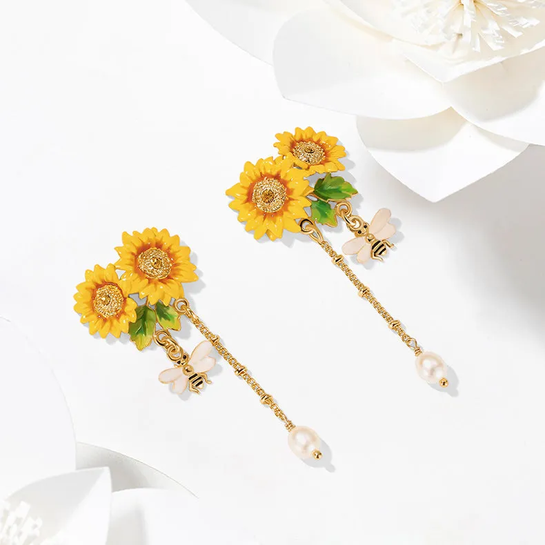 Sunflower & Bee Earrings