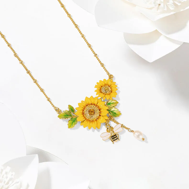 Sunflower & Bee Necklace