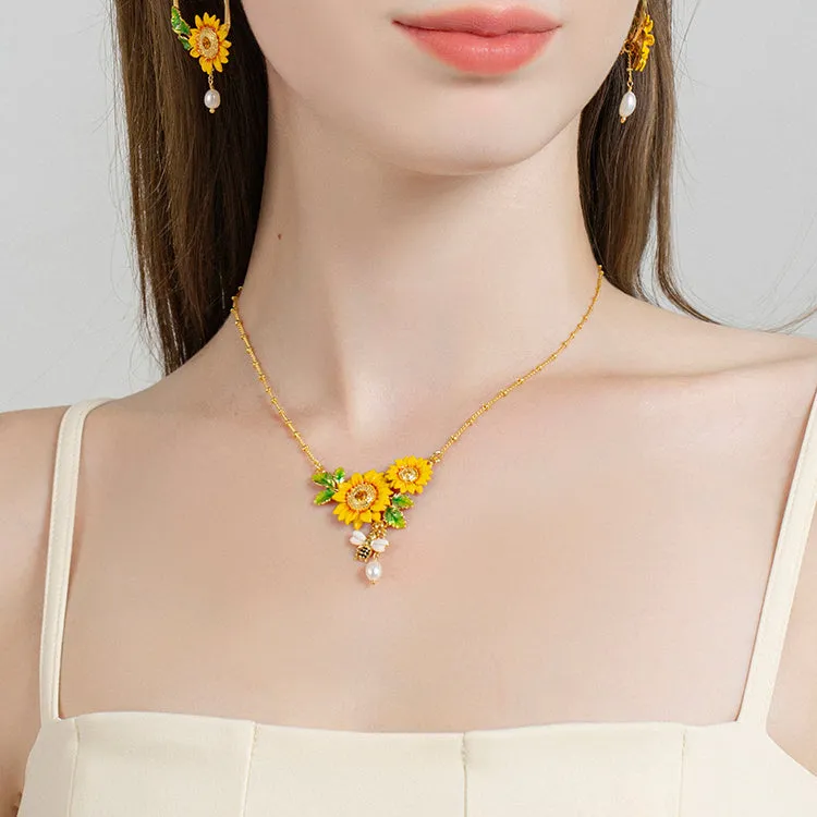 Sunflower & Bee Necklace