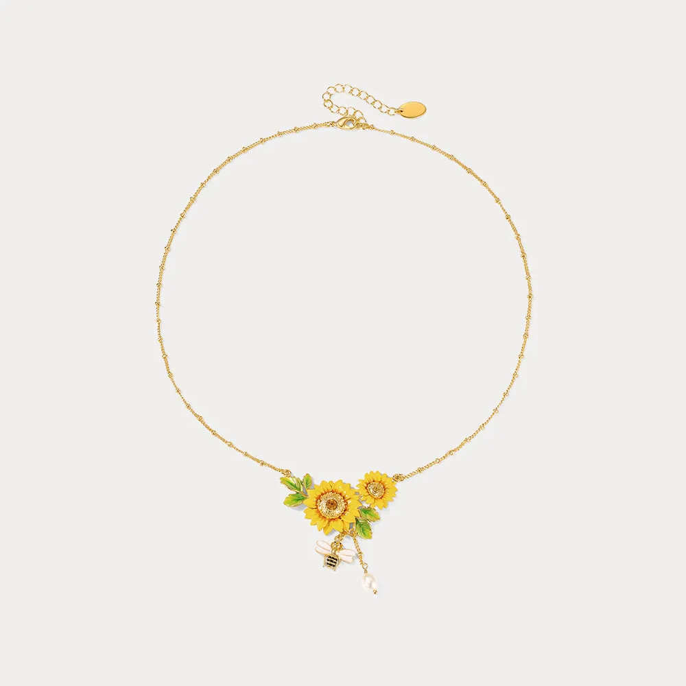 Sunflower & Bee Necklace