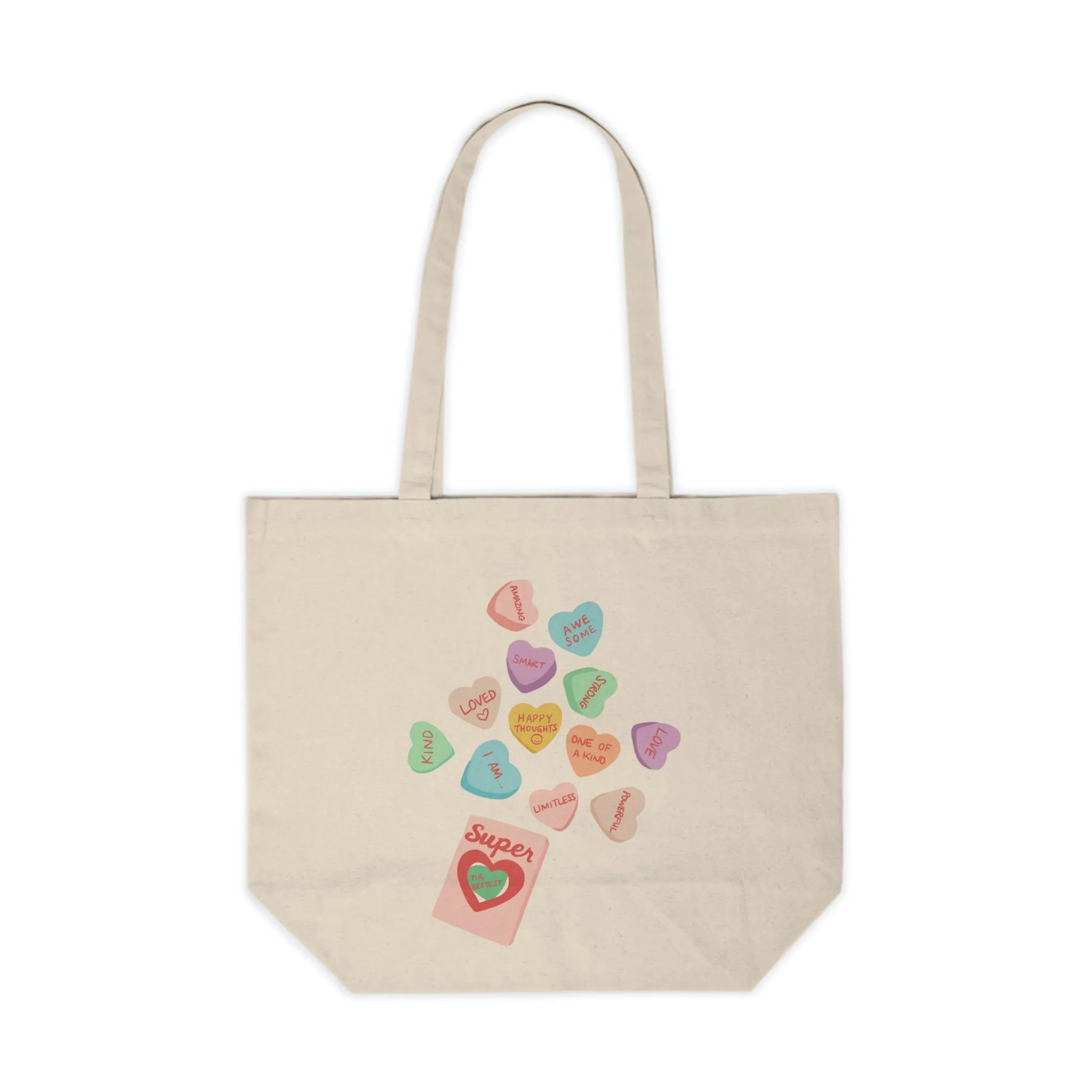 Sweet Candy Hearts Canvas Tote